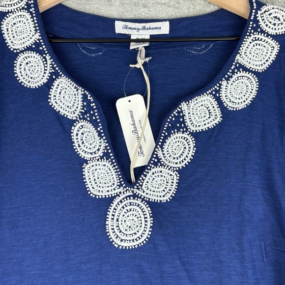 Tommy Bahama Top‎ Women Medium Royal Blue Keira Isle Of Bliss Tunic Beaded - Picture 6 of 16